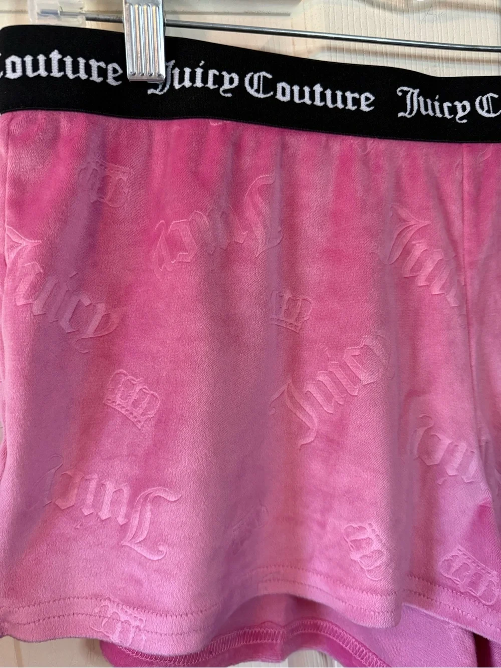 Juicy Couture Pink Velour Sleep Shorts Branded Waistband Size Large